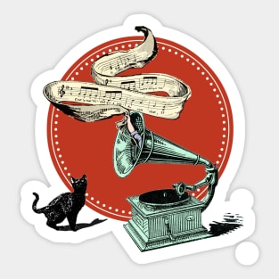 The Cat and the Song (Red Circle) Sticker